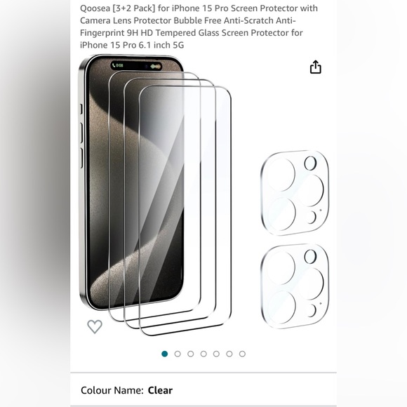 iPhone 15 pro screen protector, camera lens protector, tempered glass - Picture 5 of 13